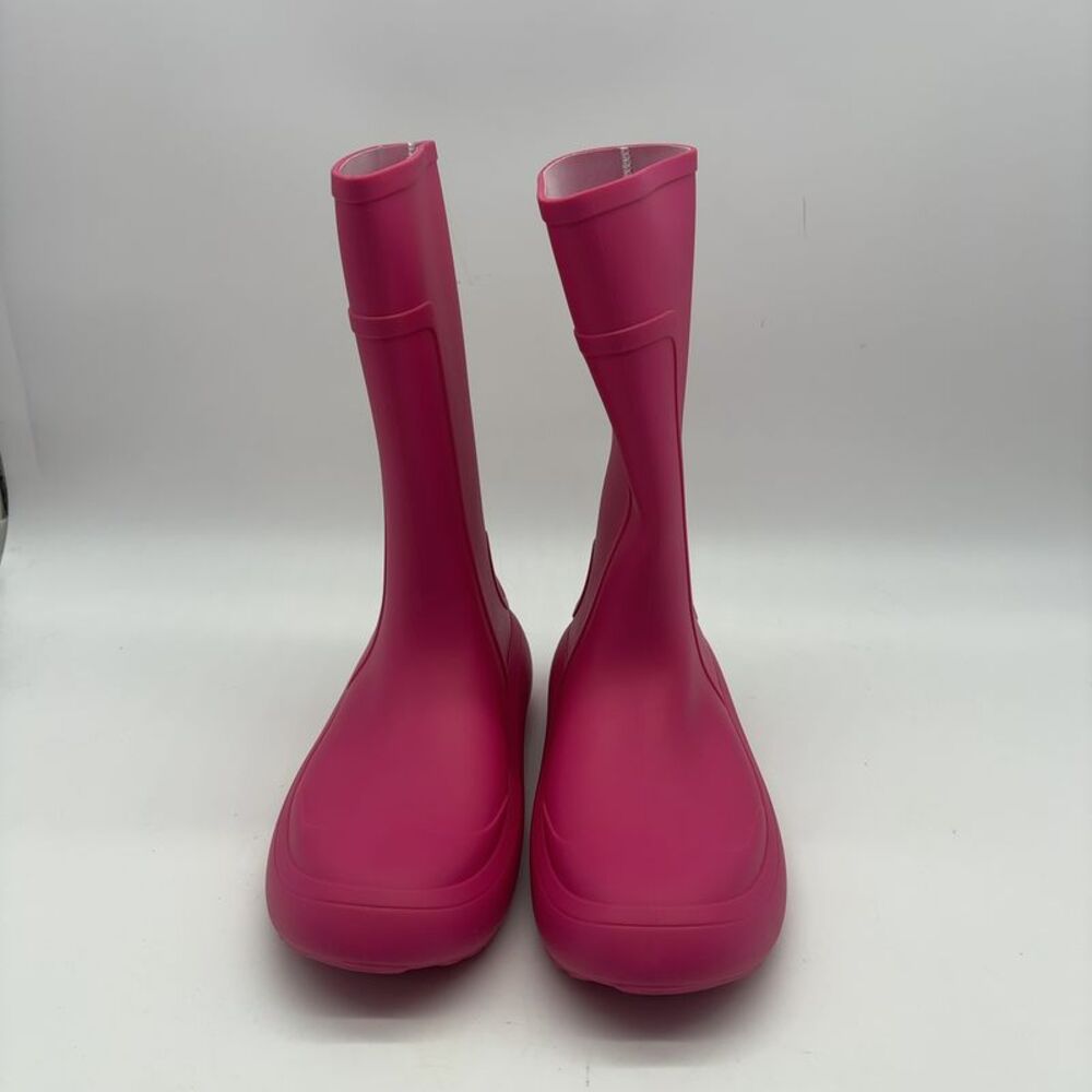 SALVATORE FERRAGAMO Pink Logo Rainboot 1 Round Toe Wedge Rain Boots 10 M